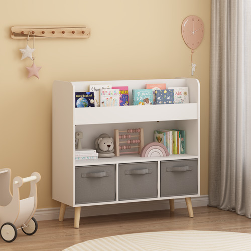 Kids bookshelf with fabric - kids, 3